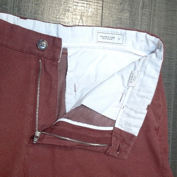 FRANK AND OAK The Wallace Shorts Modern Straight Fit Burgundy Polka Dot - Picture 6 of 12